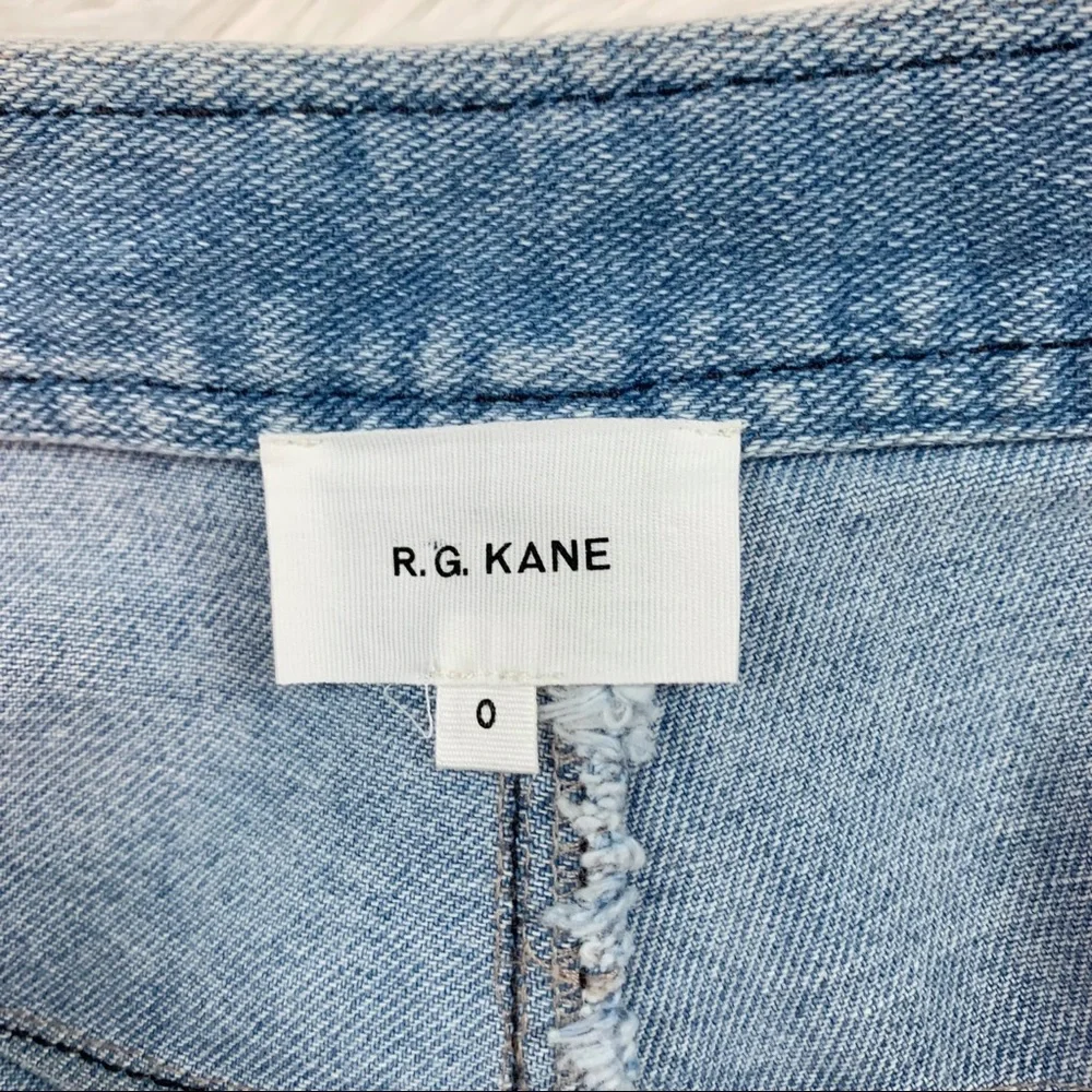 R.G. Kane Raw Hem Cut out Denim Skirt high rise straight‎ a-line